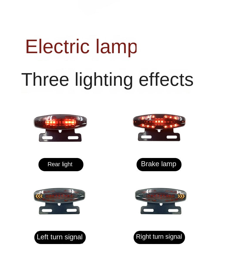 New Safety Night Riding LED High Brightness Electric Bike Brake Rear Light Waterproof Racing Steering Electric Bike Tail Light
