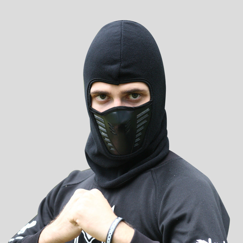 Winter Outdoor Riding Mask Cap Leather Mouth Thickened Fleece Hat Scarf Face Protection Warm Hat Head Cover Mask