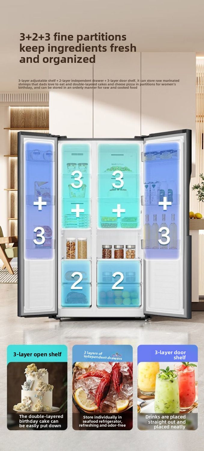 Rongsheng Refrigerator BCD-545WD6HP White Side-by-Side Door Level 1 Energy Efficiency Low Noise Household Dual Inverter