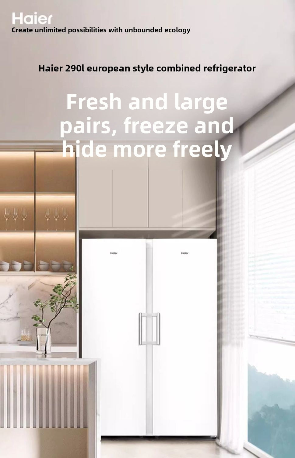 Haier/Haier BD-290WGHEGDW9 European-Style Air-Cooled Vertical Freezer Refrigerated Cabinet Freezer Drawer