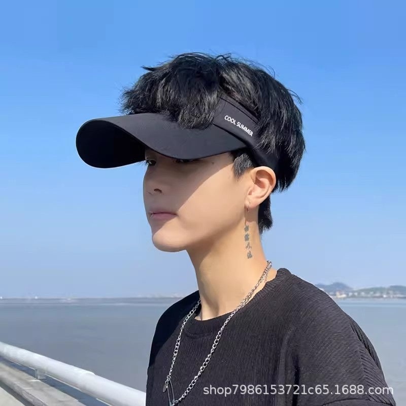 Sun Hat Men's New Summer Sun-Proof Face-Looking Small Uv-Proof Sun Hat Running Sports Peaked Cap Topless Hat