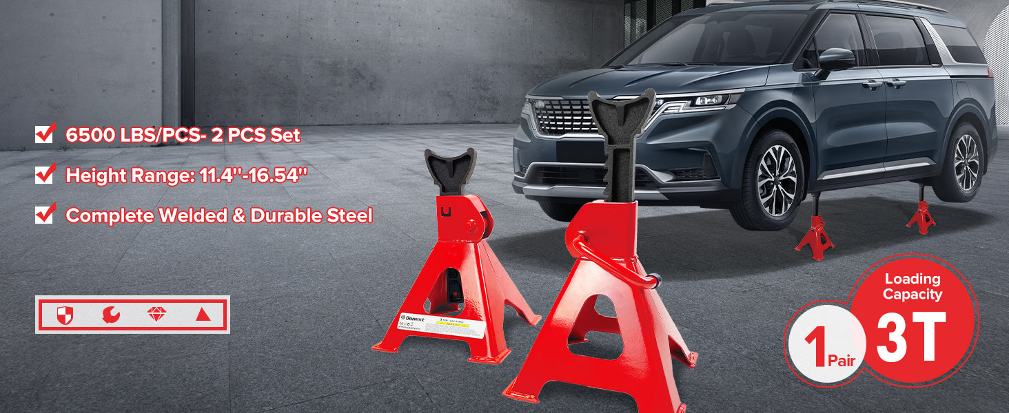 12 Ton Heavy Duty Screw Jack Stands - Industrial Car & Truck Lift