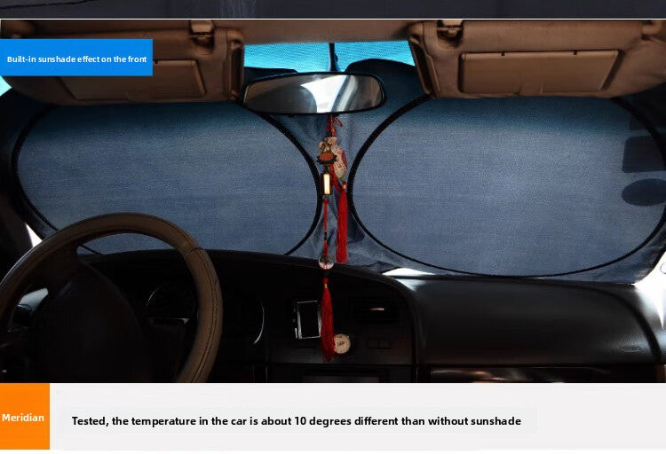 Car Silver Coating Sunshade Sun Protection Sunshade Board Mat Curtain Front Shield Thickened Heat Insulation Front Sunshade Board One Piece
