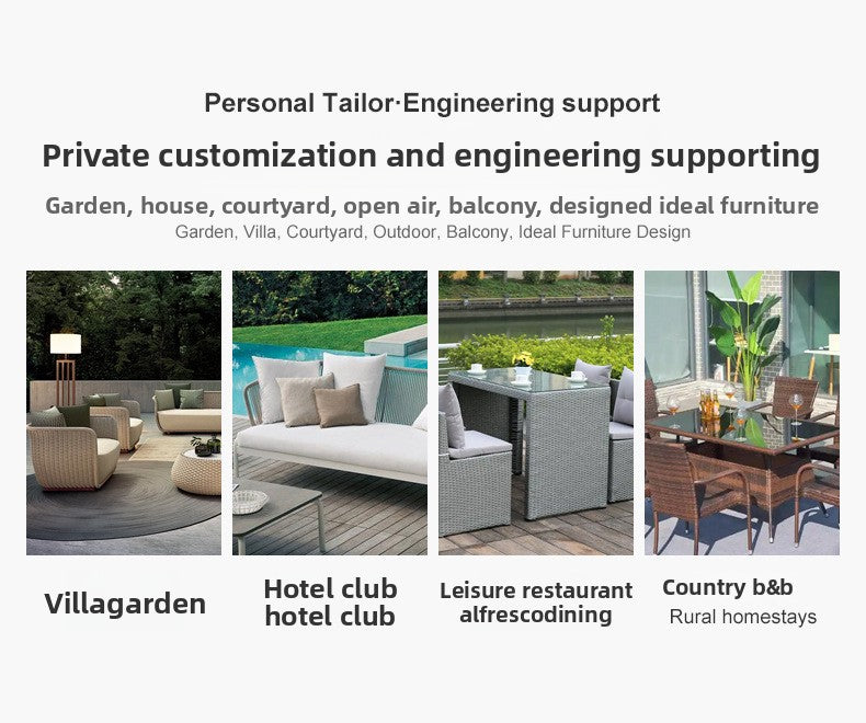 Cross-Border Outdoor Rattan Sofa Set Courtyard Combination Sunproof Waterproof Three-Person Rattan Chair Outdoor Furniture Garden Sofa