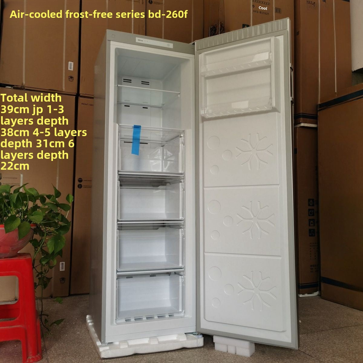 High-Quality Export 260L Frost-Free Chest Freezer for Home Use, Vertical Freezer, Drawer-Freezer, Breast Milk Energy-Saving