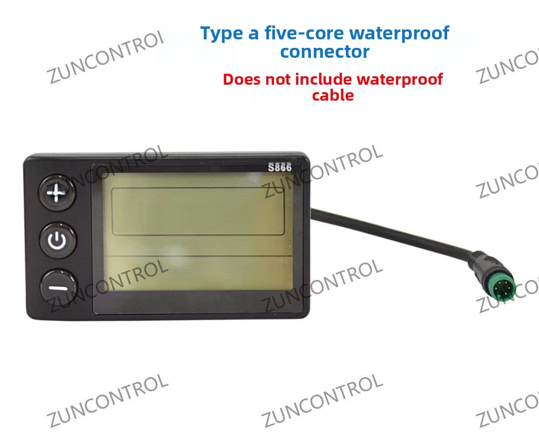 ZUNCONTROL Electric Bicycle Scooter UART Smart Instrument S866-A Model 5-Core Waterproof Head