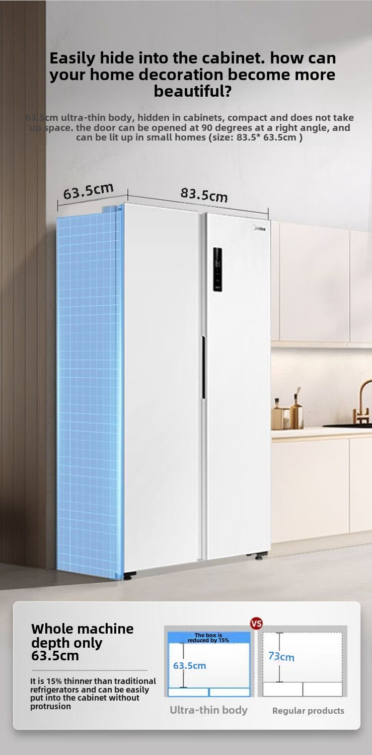 Midea/Midea MR-490WKPZE White Refrigerator Household First-Class Energy Efficiency Air Cooling Frostless Ultra-Thin Embedded