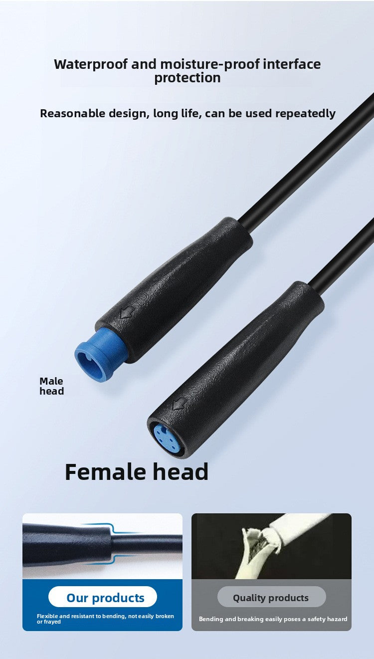 IP65 Waterproof M6 Connector for Ebike LED Light & NTC Sensor Integrated Wiring Harness Electric Bicycle Quick Plug