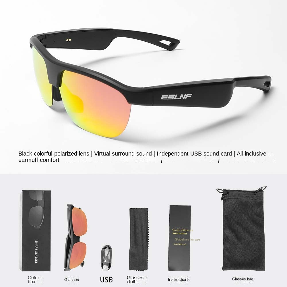 Eslnf Glasses for Riding Fishing Hiking Polarized Sunglasses Splash-Proof Windproof Bluetooth Glasses Outdoor Sports Goggles