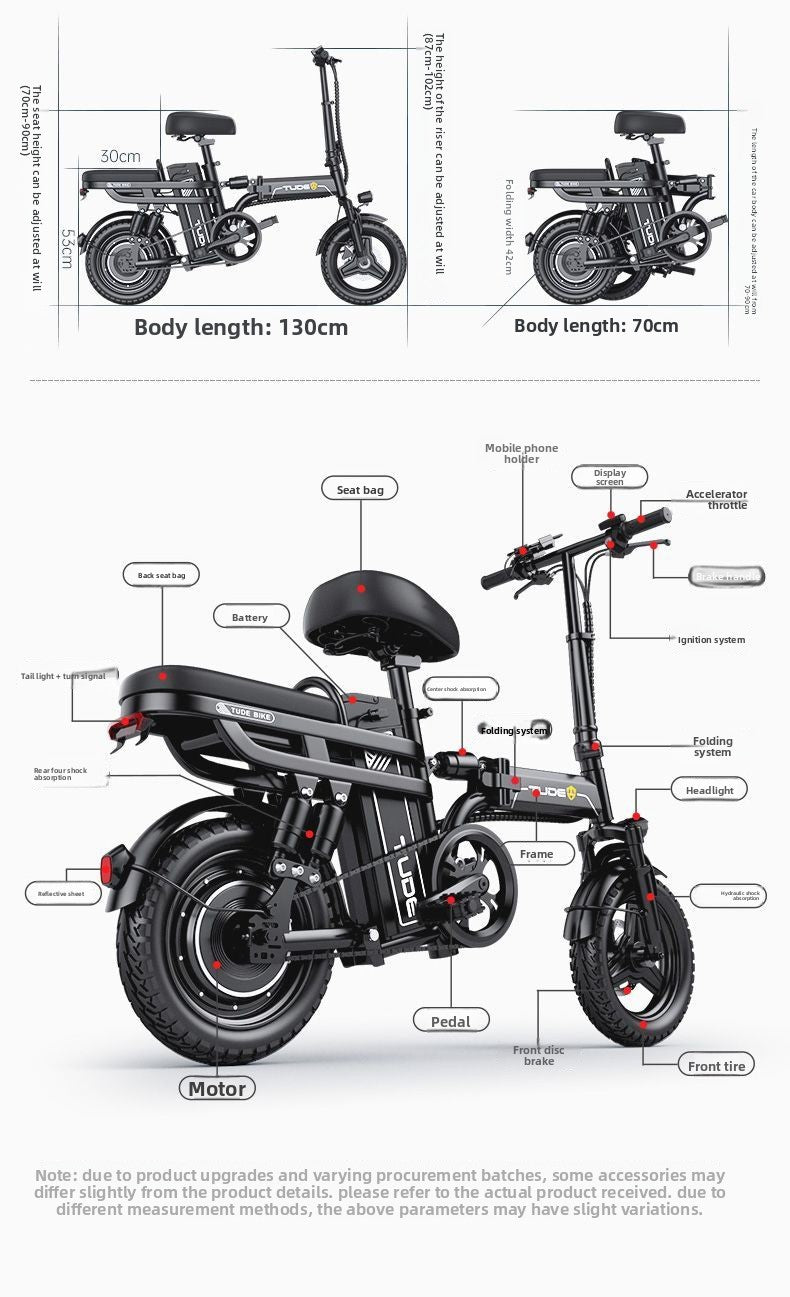 German TUDE Electric Bicycle Small Electric Bike Foldable Portable Commuter New National Standard Power-Assisted Battery Bike