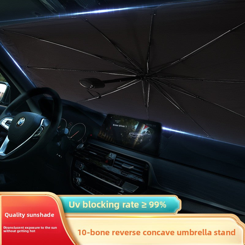 Car Sunshade Umbrella Front Shield Sun Protection Heat Insulation Retractable Foldable Universal for BMW Audi Tesla All Series