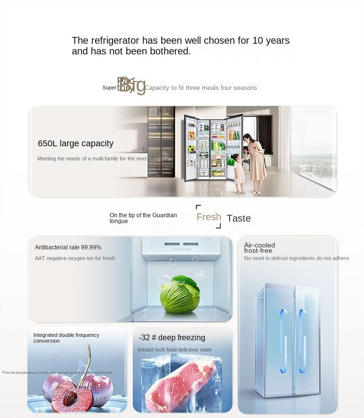 TCL Ion Fresh Refrigerator Large Capacity Double-Door Double Cycle Air Cooling Frostless Energy-Saving Frequency Conversion Double Door Refrigerator