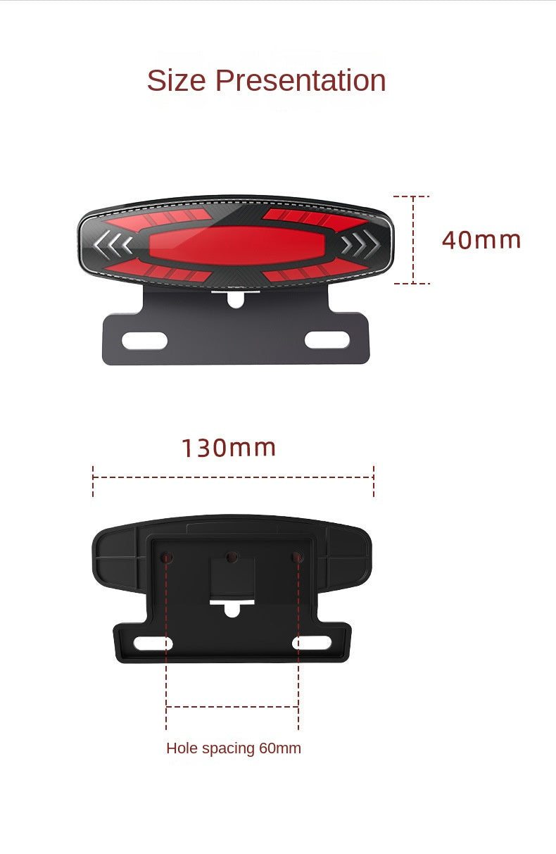 New Safety Night Riding LED High Brightness Electric Bike Brake Rear Light Waterproof Racing Steering Electric Bike Tail Light