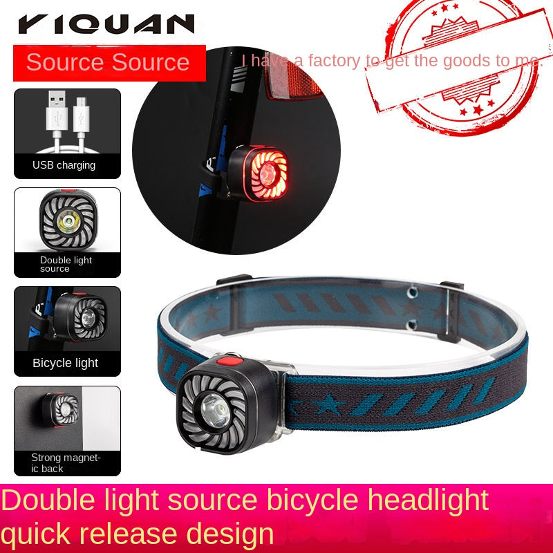 Factory Supply Lightweight Multifunctional Bicycle Head Wear Convertible Lantern Type-C Rechargeable Bicycle Light Outdoor Head Lamp