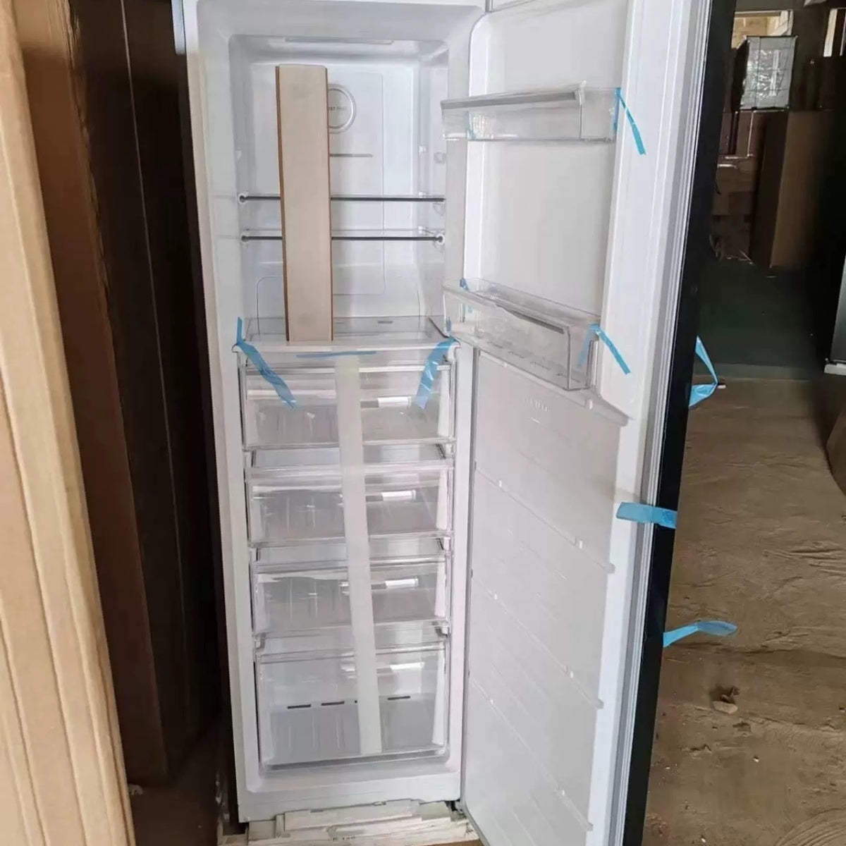 Export to Domestic Sales 300 Liters Vertical Freezer Air Cooling Frostless Drawer Temperature Control by Computer Full Cabinet Freezer Home Use and Commercial Use