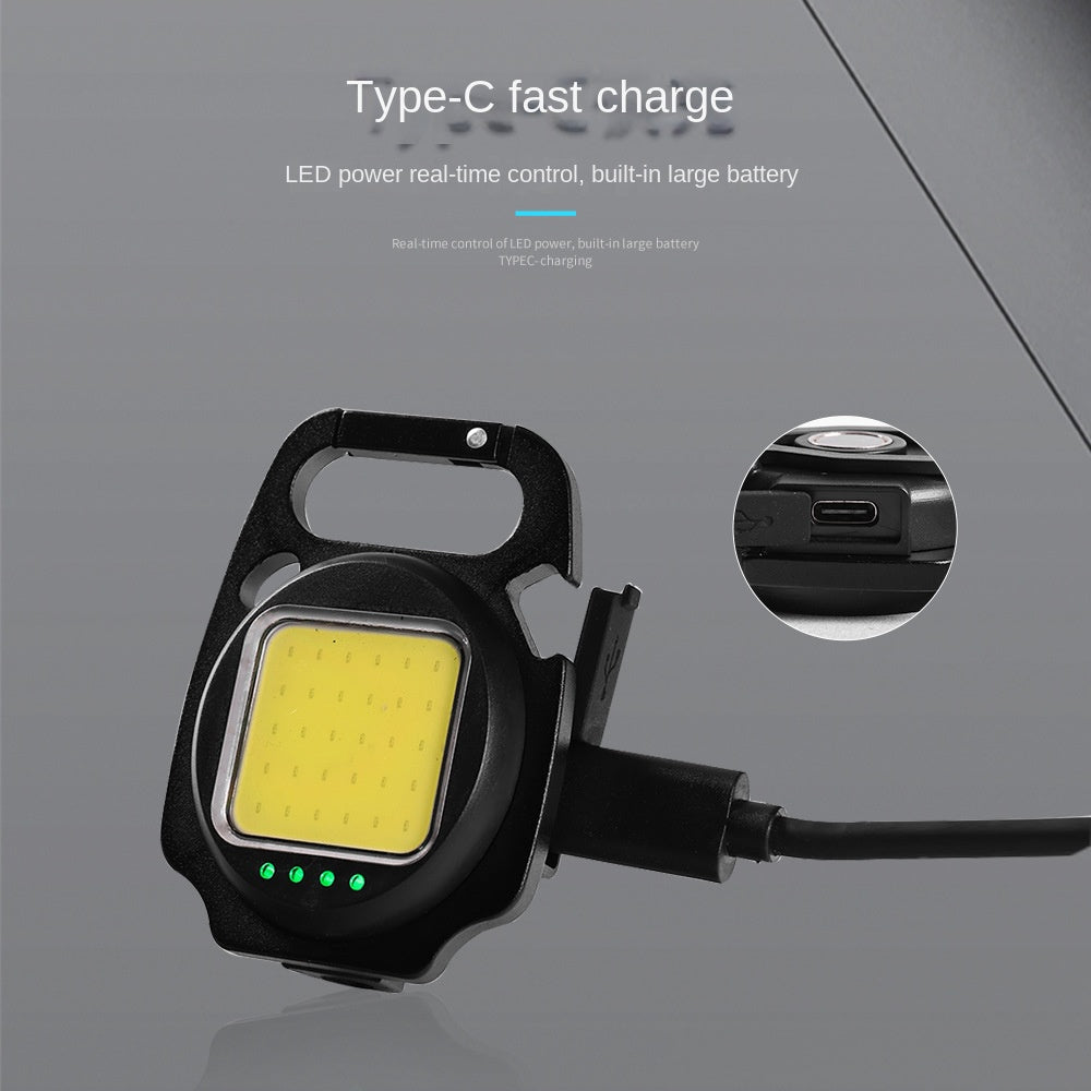 Multifunctional Portable Usb Mini Keychain Light Highlight Cob Work Light Campsite Lamp Emergency Outdoor Camping Lantern