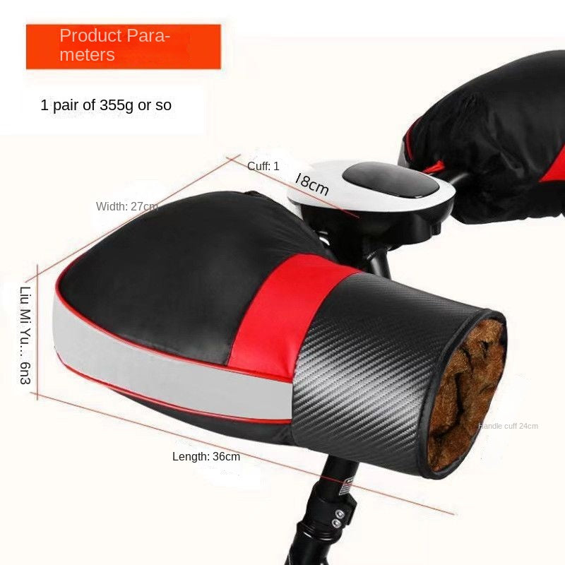 Electric Bike Handlebar Covers Warm Thickened Handlebar Protectors Winter Electric Bike Handlebar Covers Fleece-Lined Men's Electric Bike Waterproof Windproof Reflective