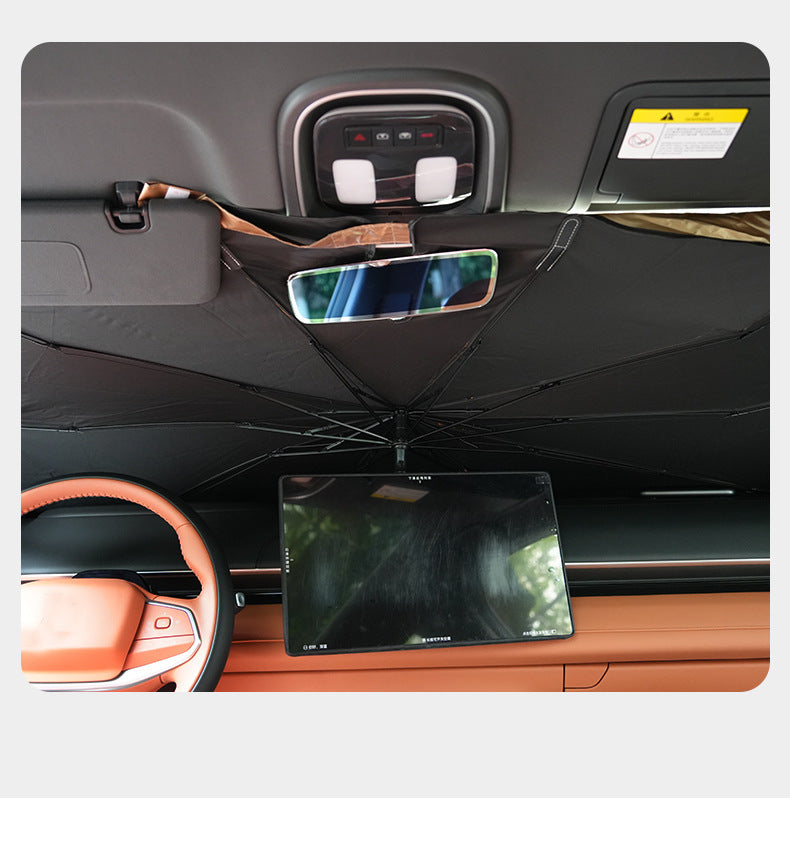 Car Sunshade Umbrella Glass Sunshade Sun Protection Cover Car Umbrella Heat Insulation Sunshade Curtain Car-mounted Foldable Titanium Silver Front Shield