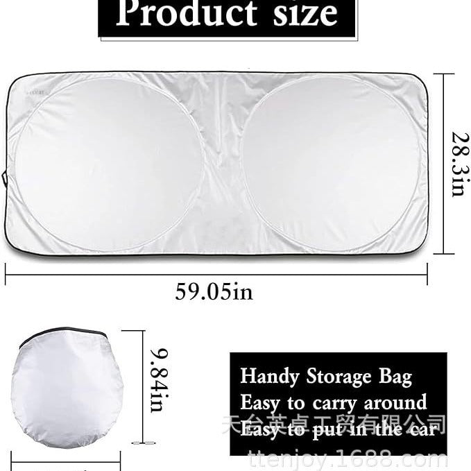 Car Double Circle Sunshade Sun Block Car Heat Insulation Silver Tape Snow Block Sun Protection Foldable