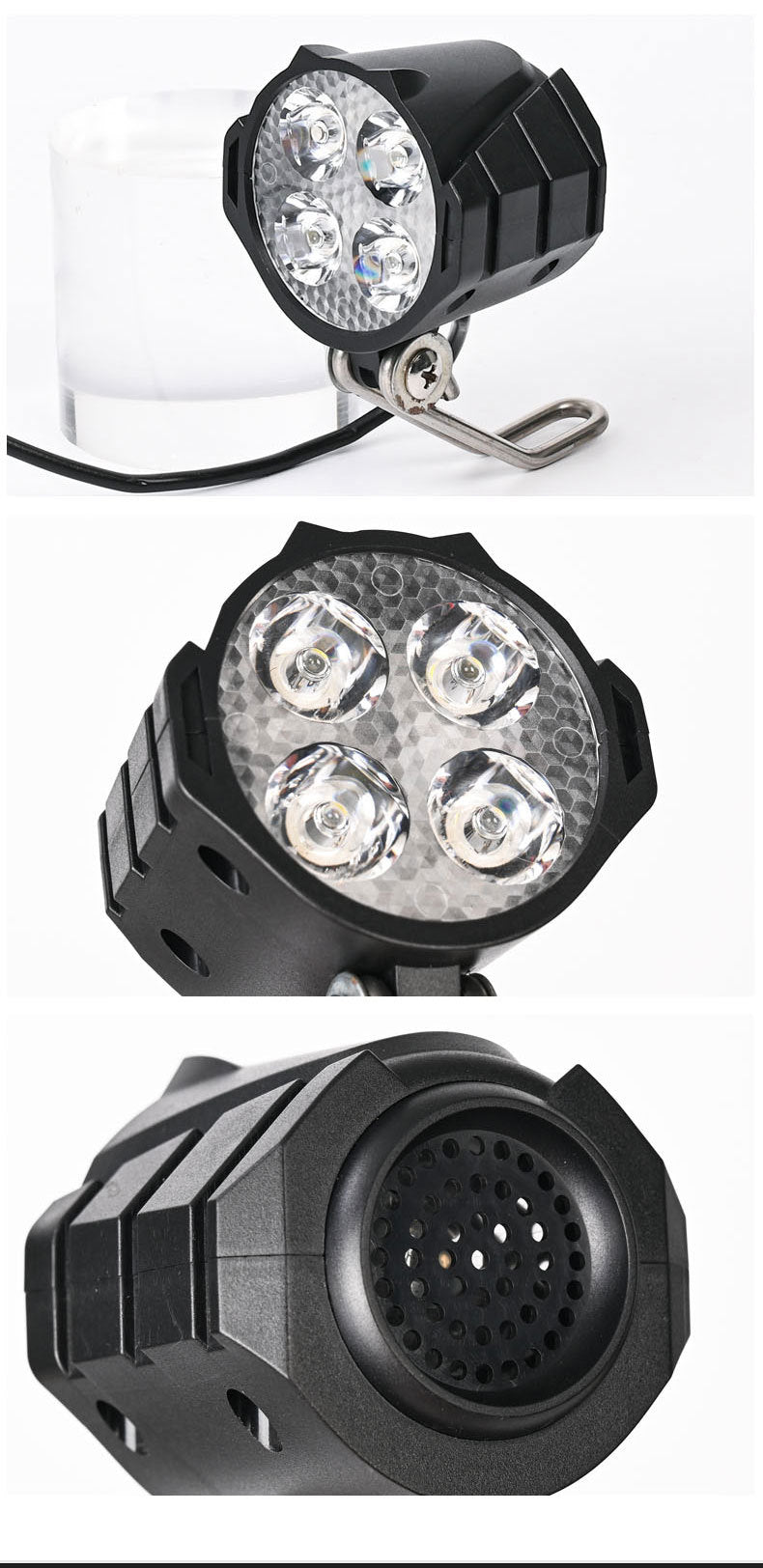 New Super Bright Electric Bicycle Driving Electric Scooter LED Headlight with Horn Front Light Wholesale