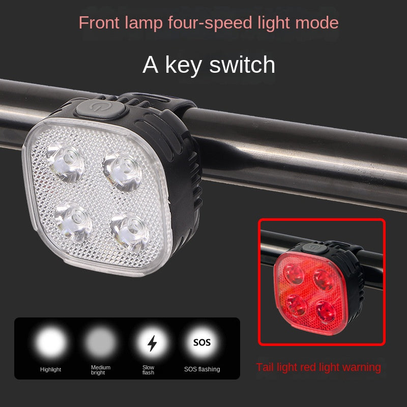 Bicycle Light Mountain Highway Vehicle USB Rechargeable LED Waterproof Headlight Warning Taillight Suit Bicycle Cycling Fixture