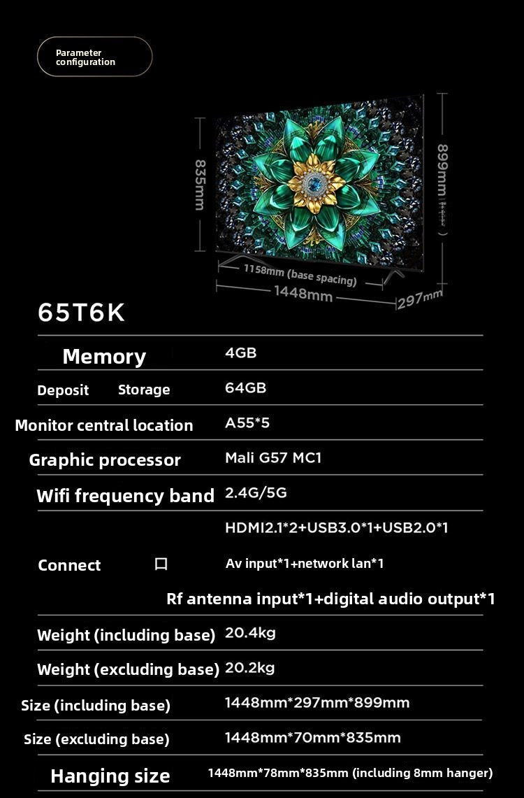 TCL TV 65T6K 65inch QD-Mini LED 512-zone HDR 1300nits Quantum Dot TV