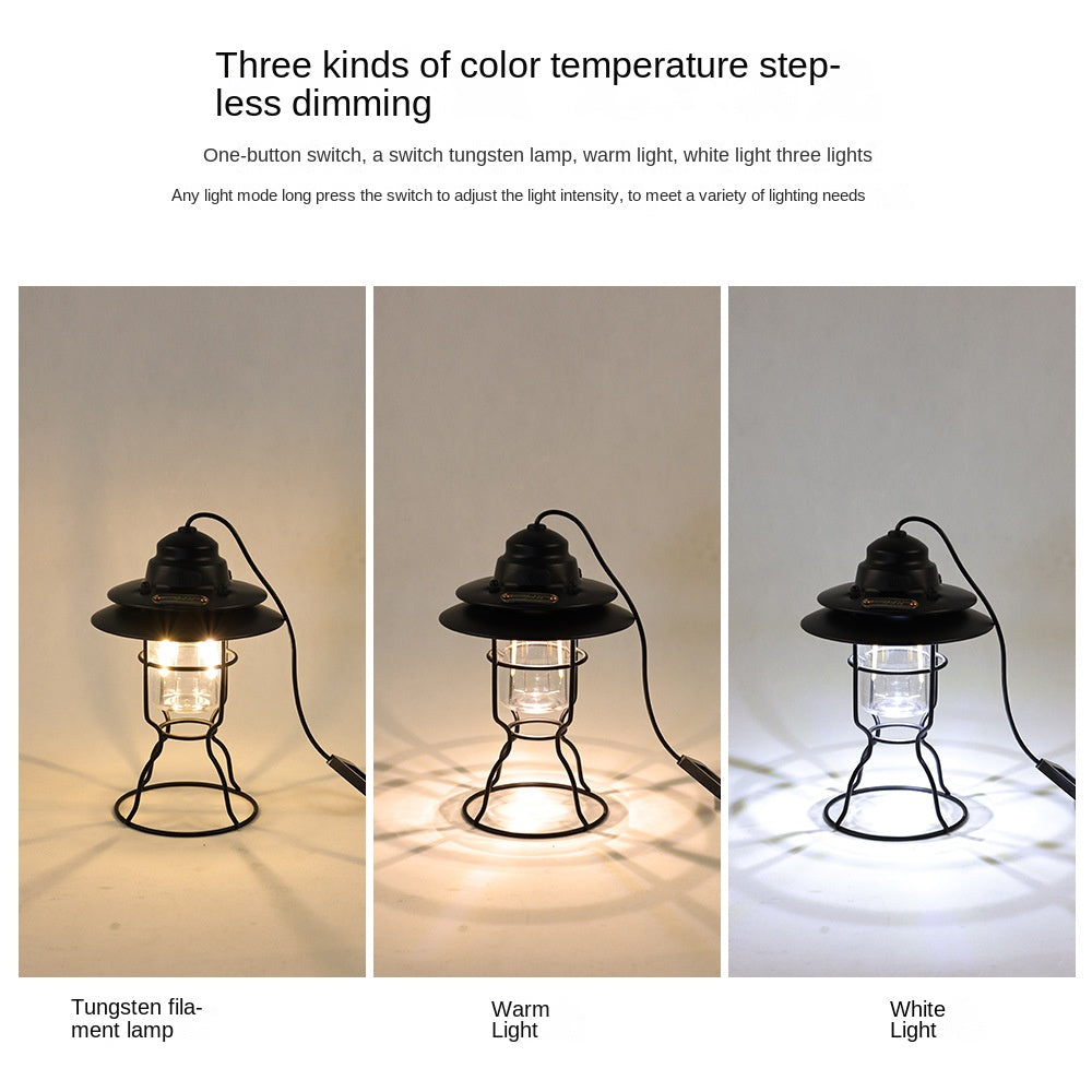 Camping Lamp Type-C Portable Retro Barn Lantern Outdoor Multifunctional Lighting Camp Tent Light Ambience Light Camping Lantern