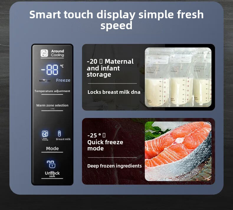 Ronshen 240 L Vertical Cabinet Freezer First-Class Frequency Conversion Frost-Free Sterilization Pure Flavor Breast Milk Drawer BD-240WPRSY