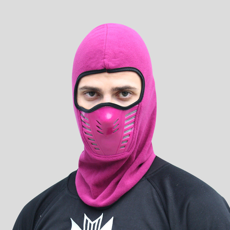Winter Outdoor Riding Mask Cap Leather Mouth Thickened Fleece Hat Scarf Face Protection Warm Hat Head Cover Mask