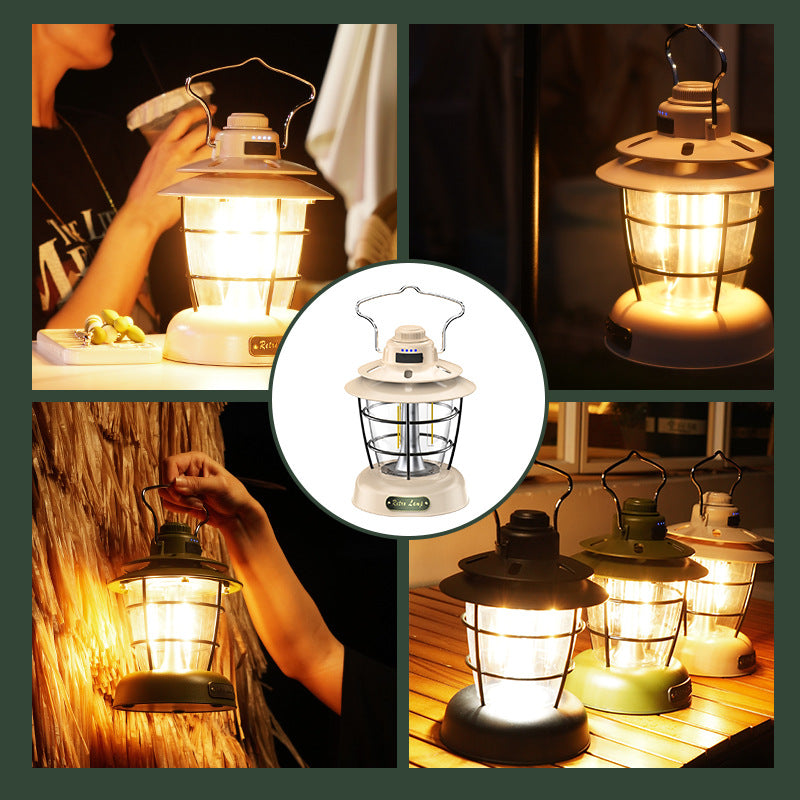 Camping Lantern Multi-Functional Retro Barn Lantern Tent Light Work Light Emergency Lighting Portable Mountain Camping Lamp