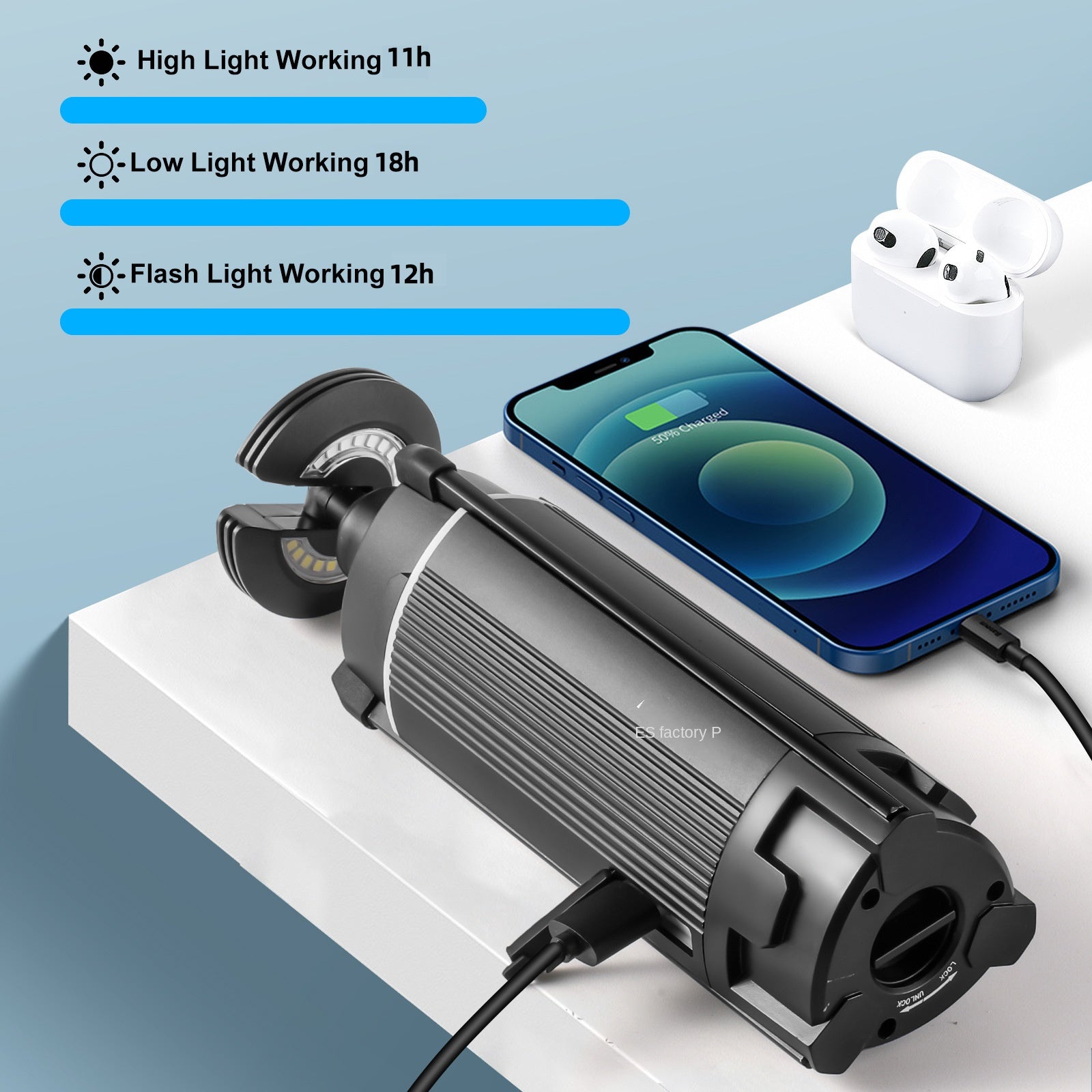 Eslnf Outdoor Lighting Lamp Camping Lantern Multifunctional Emergency Maintenance Work Light Camping Charging Tent Campsite Lamp