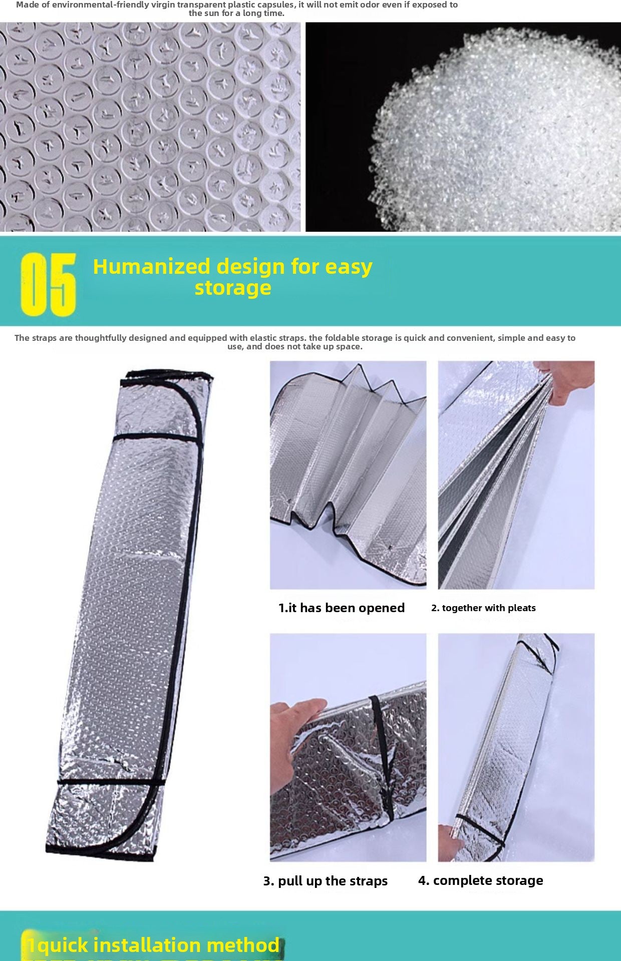 Car Front Sunshade Heat Insulation Film Interior Front and Rear Windshield Sunshade Curtain Aluminum Foil Car Sunshade Panel