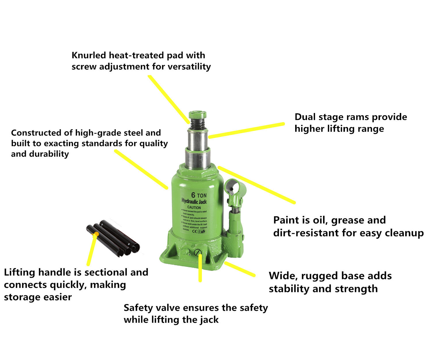 4-Ton Double Ram Hydraulic Bottle Jack: High Lift GS/TUV Certified