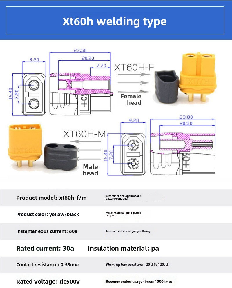 XT60H Male Female Connector with Housing RC Lipo Battery Charging Interface Anti-Short High Current Plug