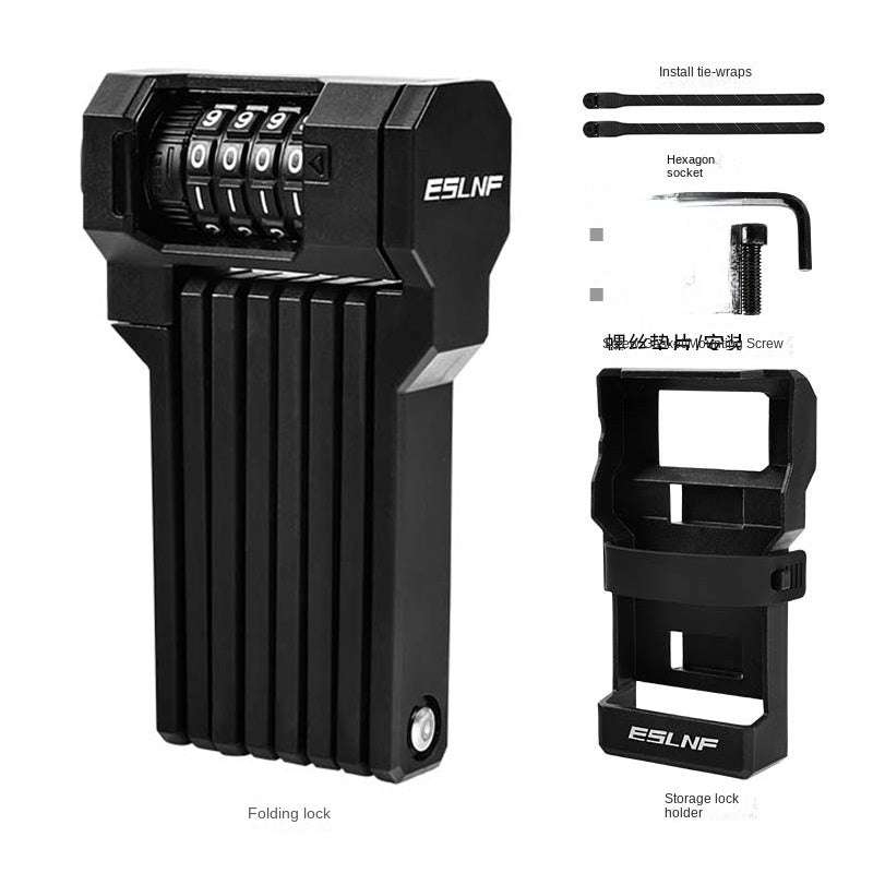 Bicycle Lock Anti-Theft Password Lock Mountain Bike Electric Car Chain Lock Motorcycle Battery Car Aluminum Alloy Folding Lock