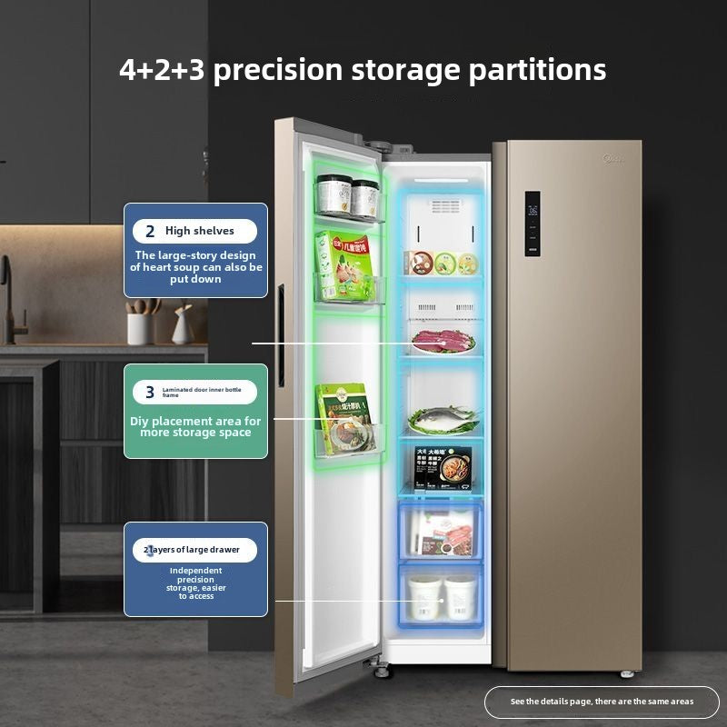 Midea Refrigerator 523L Double Frequency Conversion Household Energy Saving Antibacterial Pure Odor Air Cooling Frostless Double Door Large Capacity Refrigerator