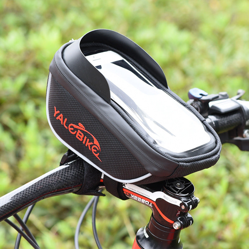 Bicycle Bag Mountain Bike Waterproof Touch Screen Phone Bag Pu with Baffle Handlebar Bag Mobile Phone Stand Bag