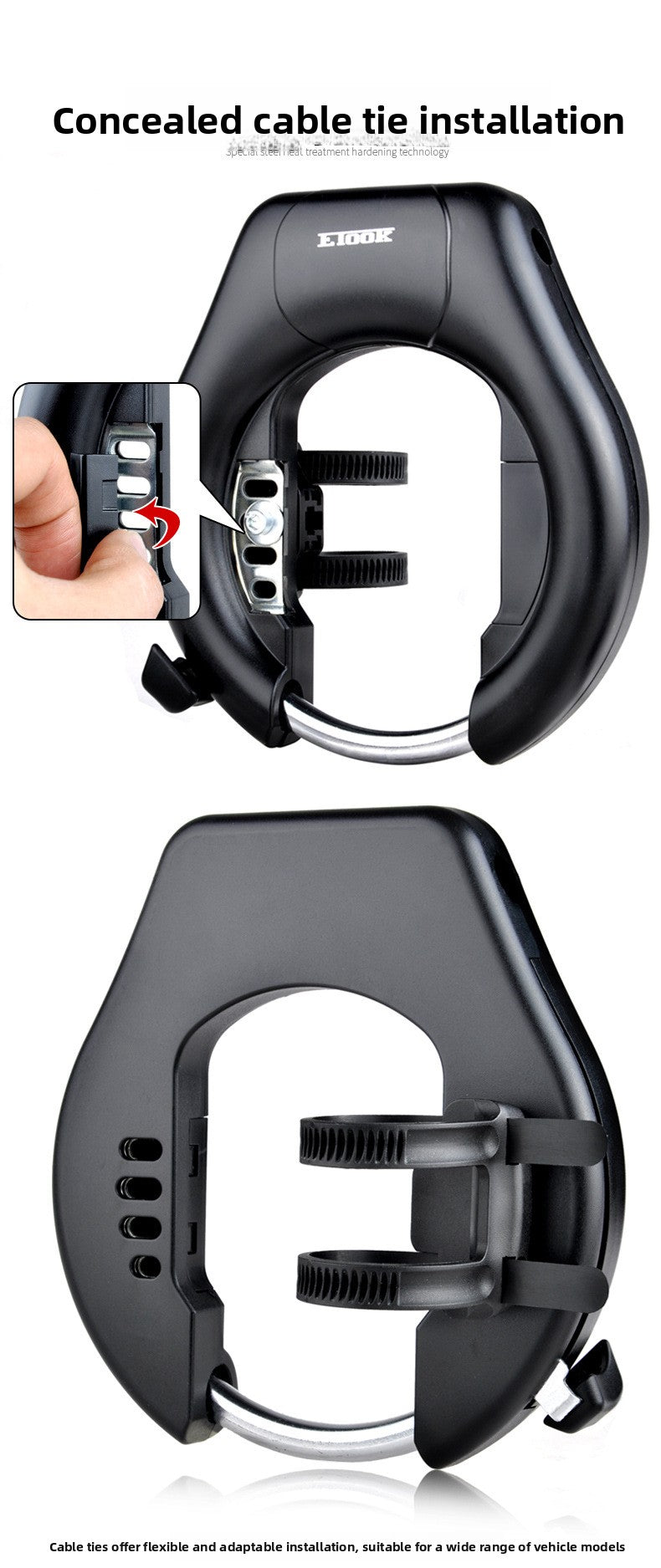 ETOOK Bicycle Lock Crab Claw Lock Horseshoe Lock Mountain Bike Road Bike Universal Anti-theft Strong Alloy Frame U-shaped Lock