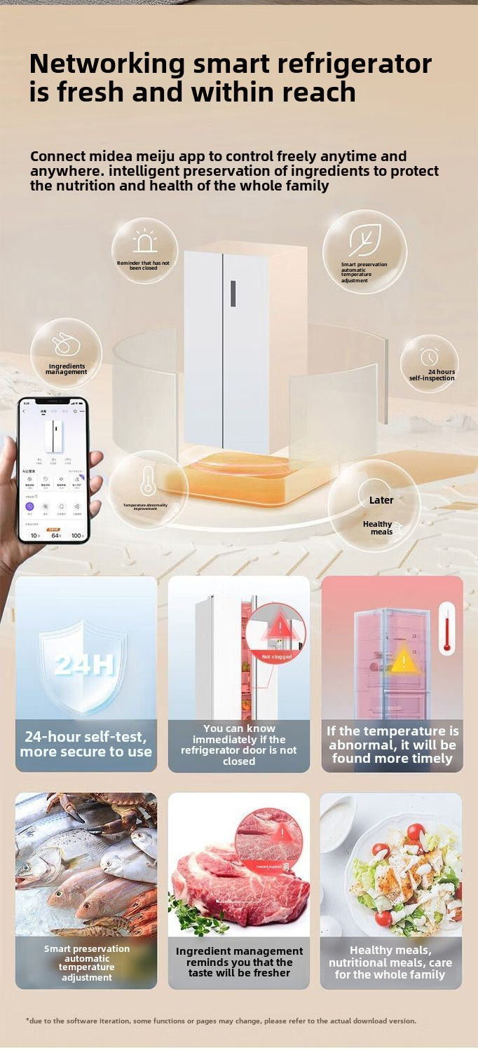 Midea Hualing Magic Machine 610 White Double-Door Household Large Capacity First-Class Energy Efficiency Air Cooling Frostless Refrigerator