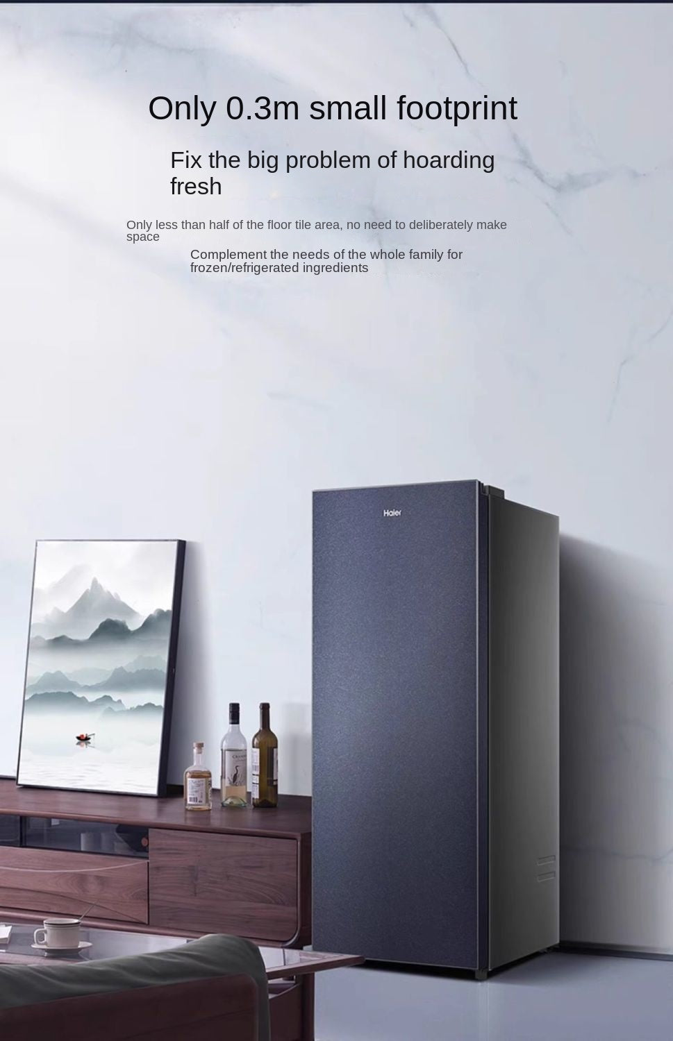 Haier Vertical Freezer BD-150WGHB9D Air-Cooled First-Class Energy Efficiency 136L Household Drawer Refrigerator Refrigerated Cabinet