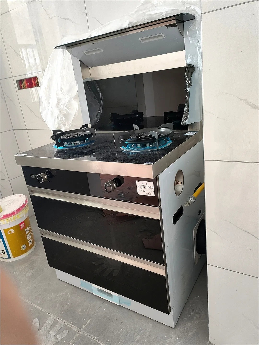 SAST  T08 750mm integrated gas stove range hood elimination Disinfection cabinet