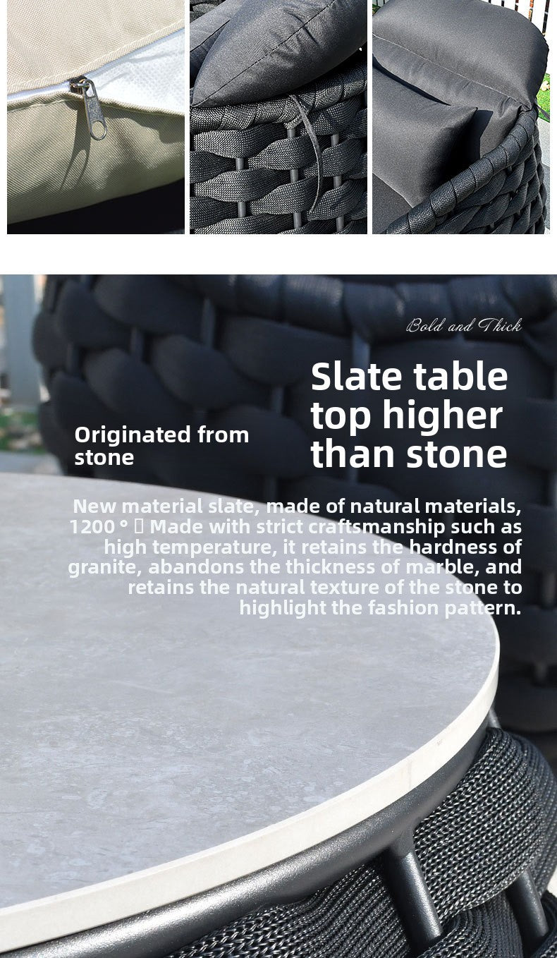 Outdoor Sofa High-End Homestay Villa Courtyard Garden Waterproof Sunproof Rattan Single Rattan Chair Furniture Coffee Table Set