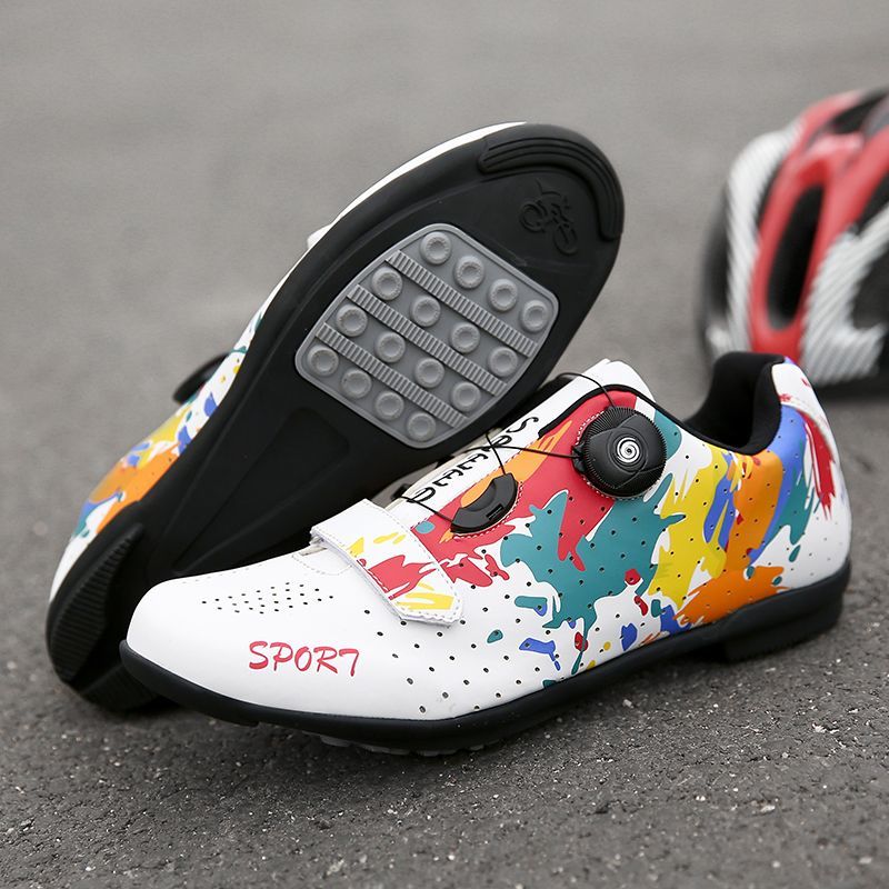 Professional Road Bike Lockless Riding Shoes Men's and Women's Lock Shoes Summer Mountain Cycling Shoes Hard Bottom Power Shoes Cycling Shoes
