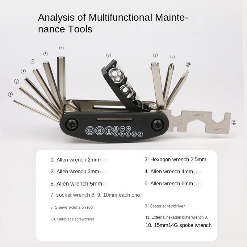 Bicycle Repair Tools Repair Combination Tire Repair Kit Portable and Versatile Folding Car Repair Tools Spanner Set