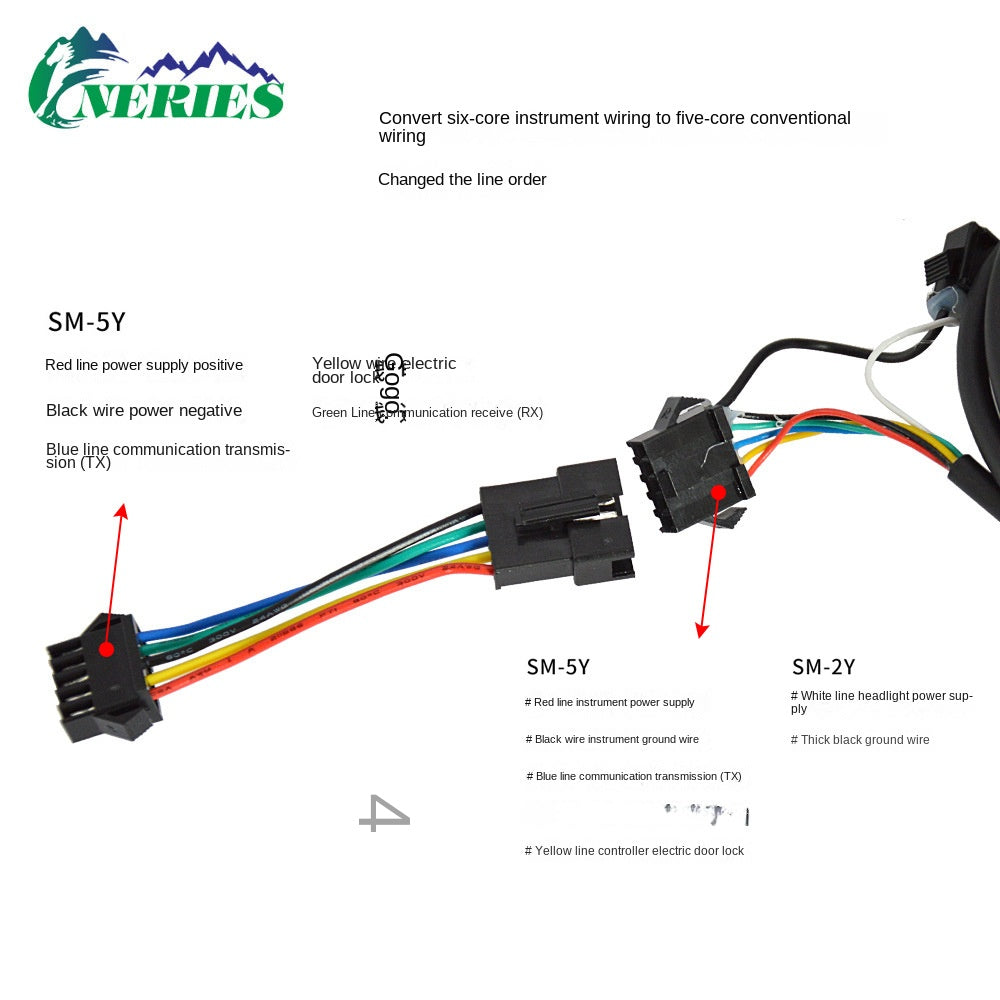 Electric Bike Mountain Bike Display Instrument Adapter Cable Six-Core to Five-Core Cable Position Docking Cable Bicycle Modification Accessories