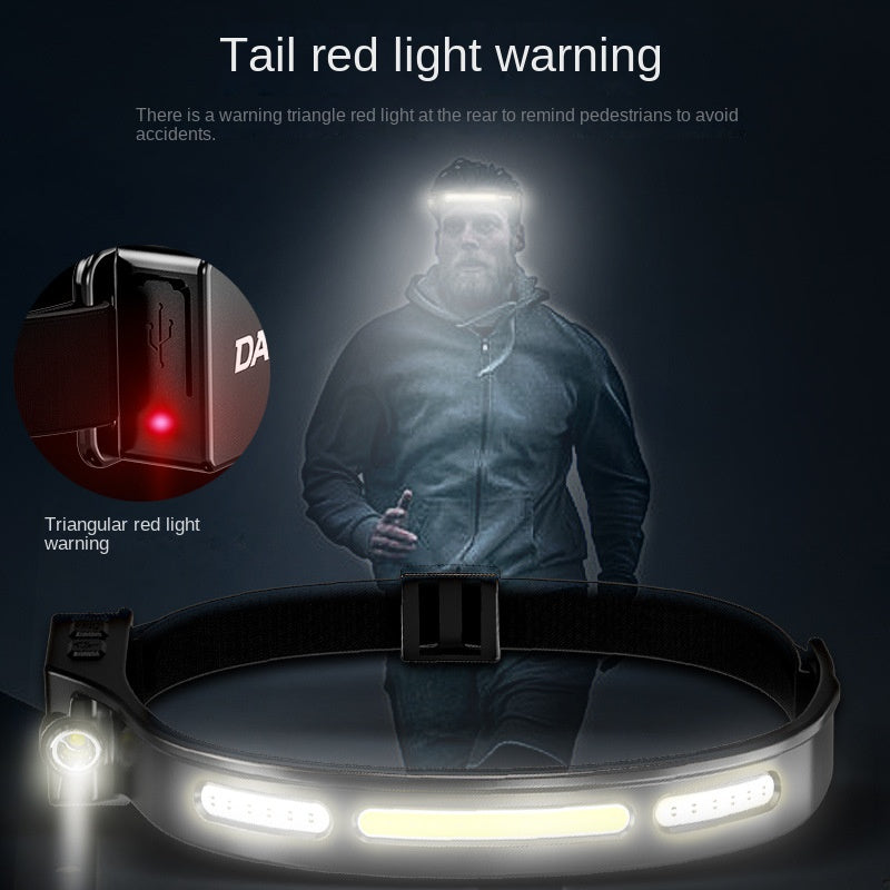 Factory Headlamp Outdoor Head Lamp USB Waterproof Dual Light Source Night Running Lamp Wave Induction Headlamp Mountaineering Camping Lamp