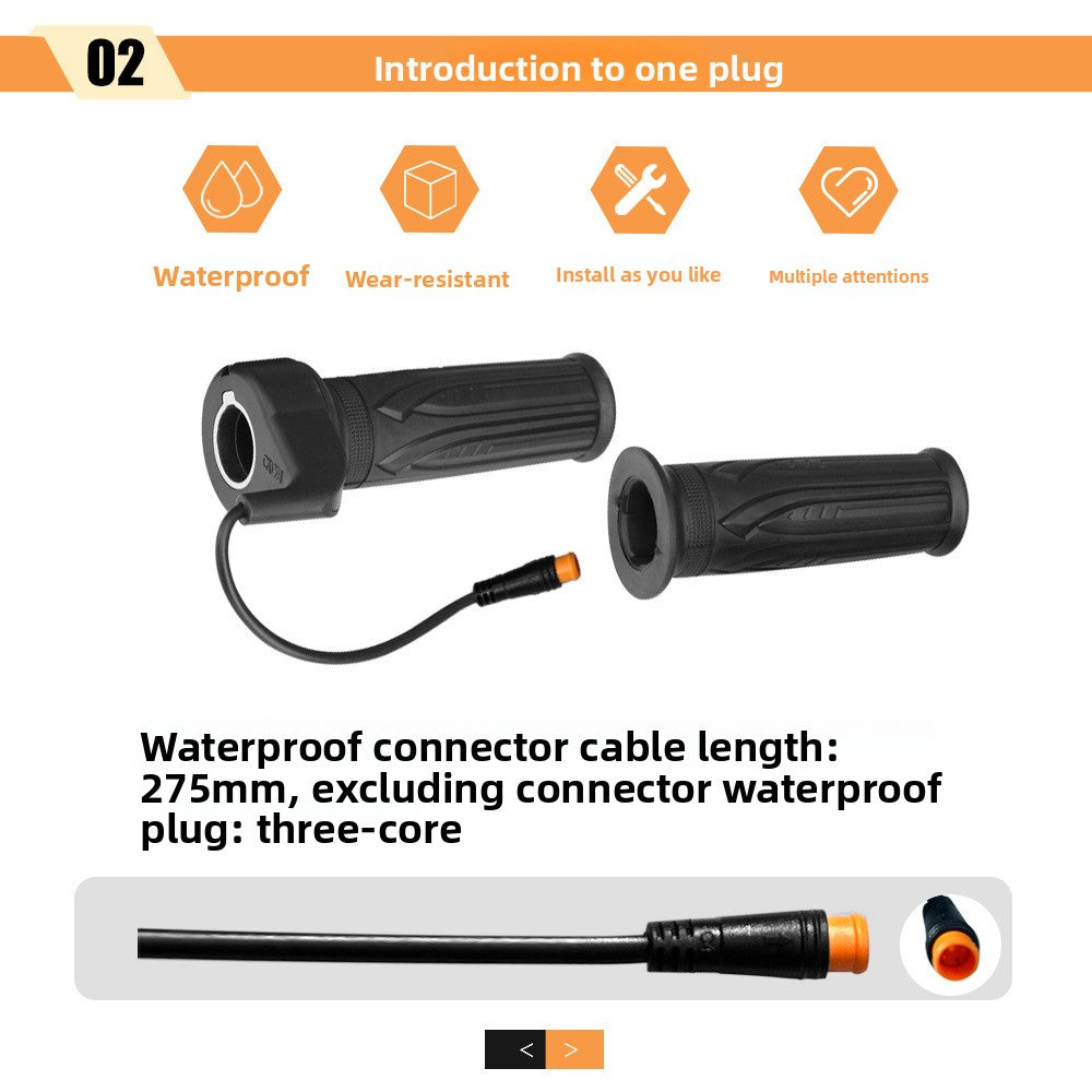 Ebike Full Twist Throttle 12V-72V, WP Connector Ebike Throttle Grip, 20X Full Grip Throttle Replacement
