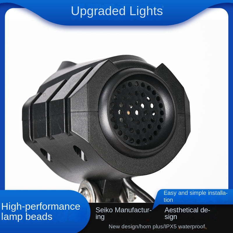 New Super Bright Electric Bicycle Driving Electric Scooter LED Headlight with Horn Front Light Wholesale