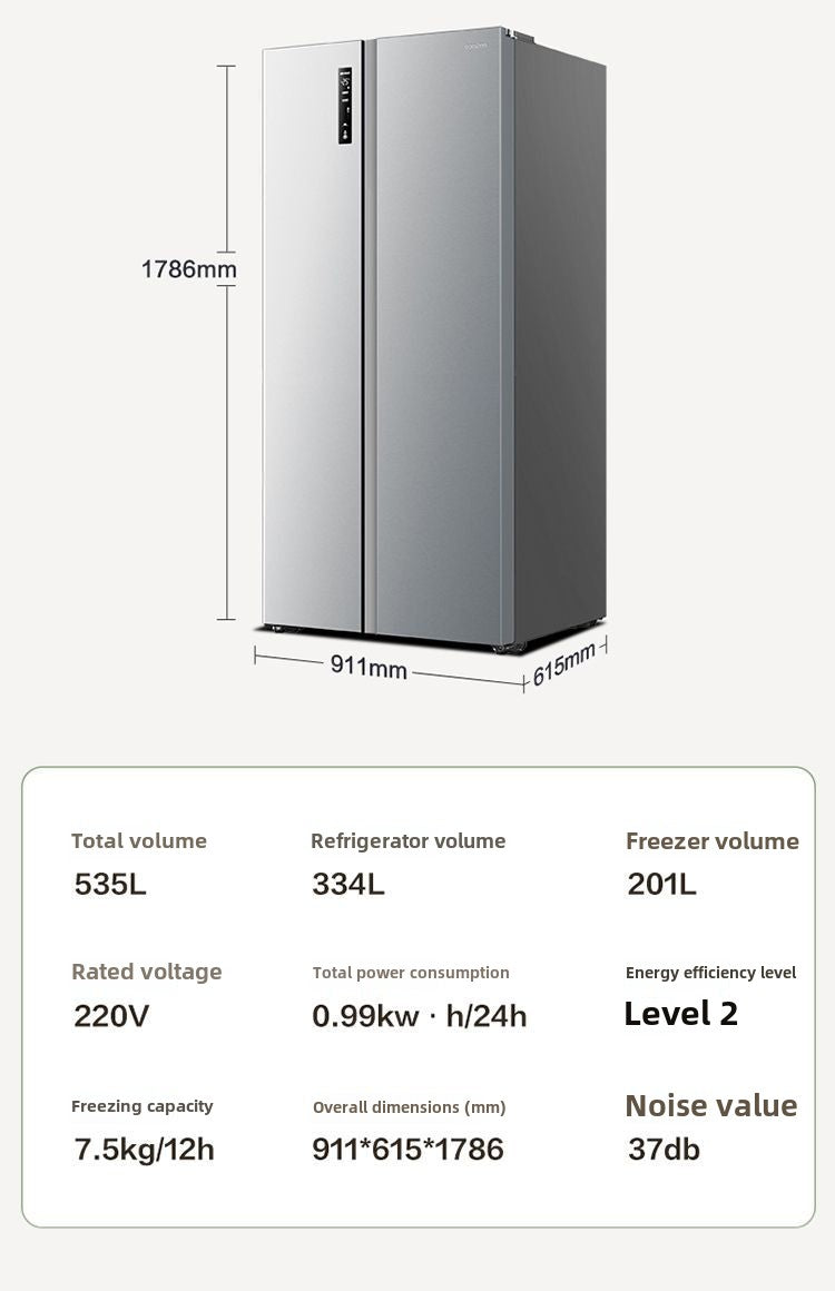 [Government Subsidy 15%] Ronshen Refrigerator 535L Open Double Door Large Capacity Air-Cooled Double Door Large Freezer