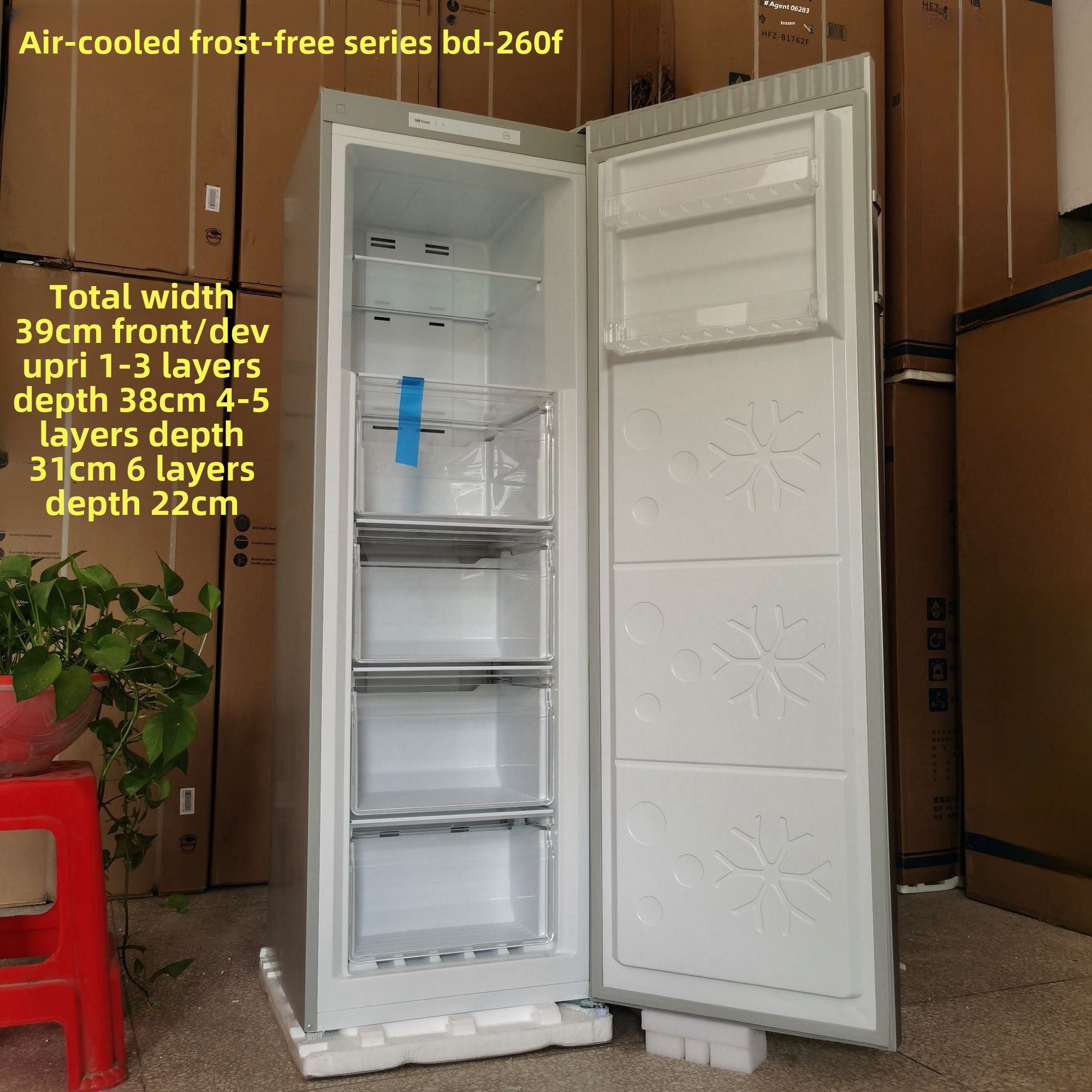High-Quality Export 260L Frost-Free Chest Freezer for Home Use, Vertical Freezer, Drawer-Freezer, Breast Milk Energy-Saving